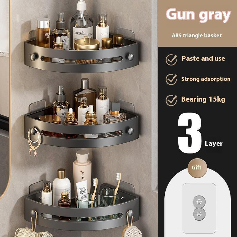 3-Pack Black Triangle Shower Caddy - 3-Tier Corner Shelves Storage Rack, Drill-Free Wall Mount Organizer with 40 lbs Load Capacity for Bathroom Accessories, Towels, and Toiletries