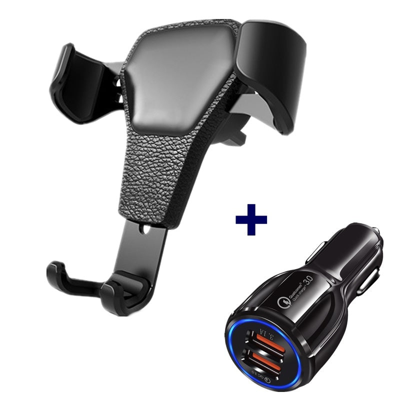 Luxury Leather Look Gravity Car Phone Holder – Auto-Lock Design