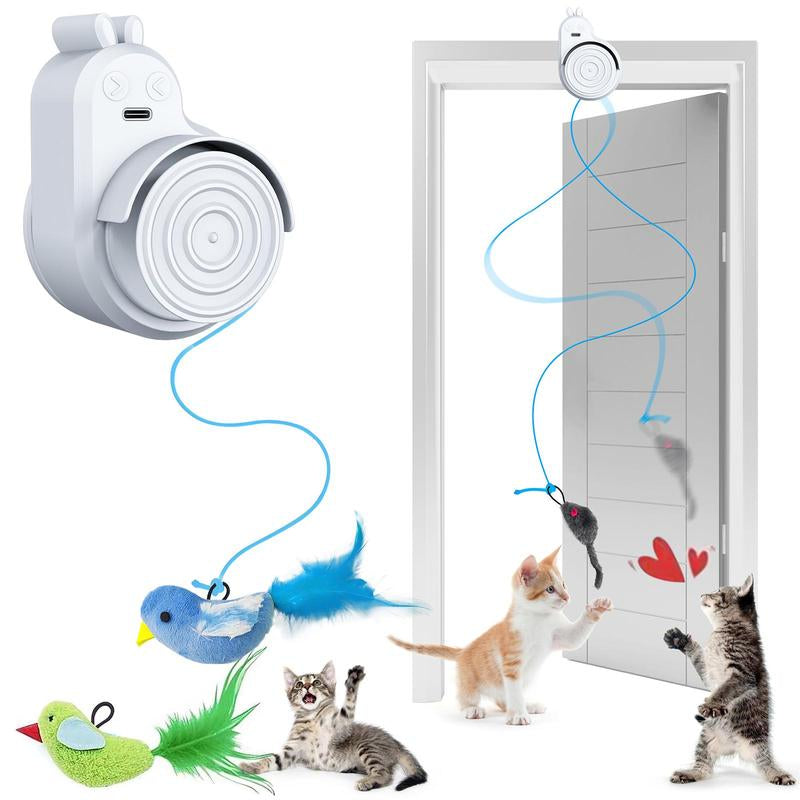 Catpick Interactive Cat Toys for Indoor Cats Automatic Electric Flying Bird Feather Cat Toy - Best Kitten & Adult Cat Enrichment Toy Stick-On Hanging Electric Kitty Toys for Bored Cats