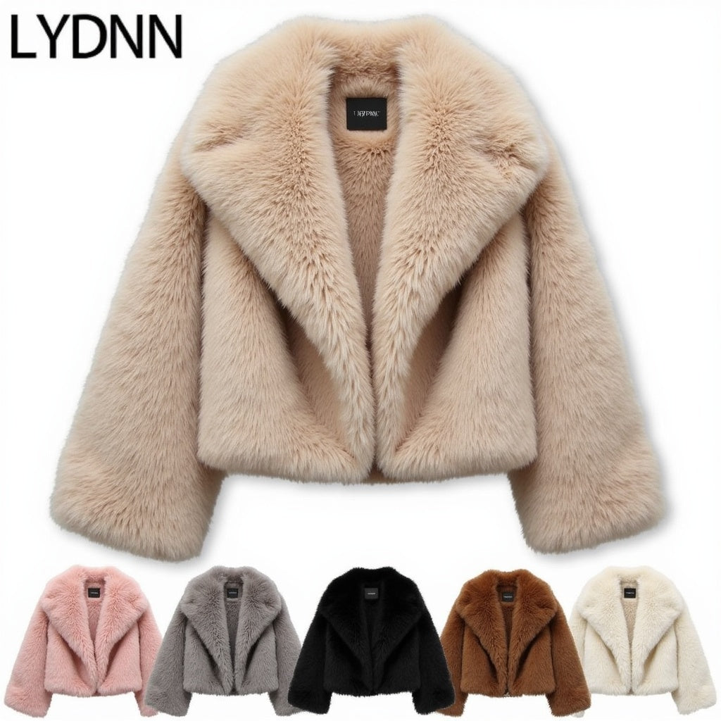 Winter Plush Coat Fashion Warm Thicken Fluffy Lapel Jacket Outwear Casual Long Sleeve Tops Womens Clothing